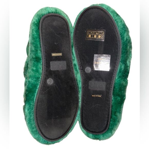 Green Faux Fur Slippers - Picture 3 of 3